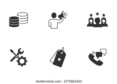 Customer relationship management icons set . Customer relationship management pack symbol vector elements for infographic web