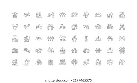 Customer relationship management ideas, linear icons, line signs set, vector collection