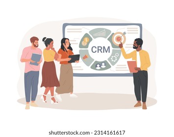 Customer relationship management isolated concept vector illustration. CRM system, CRM lead management, interactions with customers, companys relationship, sales data access vector concept.