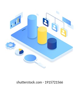 Customer relationship management isometric illustration concept. Illustration for websites, landing pages, mobile applications, posters and banners