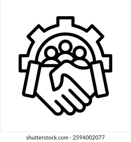 Customer Relationship Management Line Vector Illustration On White Background.
