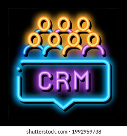 customer relationship management neon light sign vector. Glowing bright icon customer relationship management sign. transparent symbol illustration