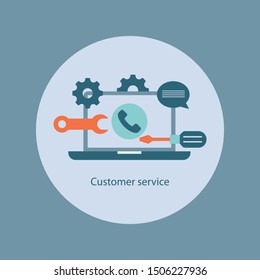 Customer Relationship Management vector illustration. Flat icons of accounting system