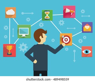 Customer Relationship Management vector illustration concept flat design
