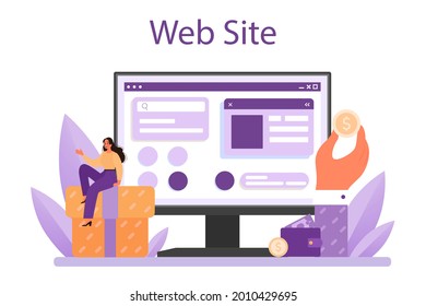 Customer relationship online service or platform. Commercial program for client retention. PR campaign for customer loyalty. Website. Flat vector illustration