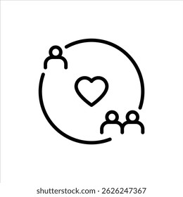 customer relationship outline icon. people connection line art illustration.