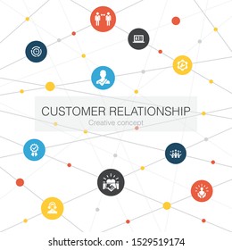 customer relationship trendy web template with simple icons. Contains such elements as communication, service, CRM, customer