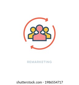 Customer remarketing icon. Vector research remarketing concept