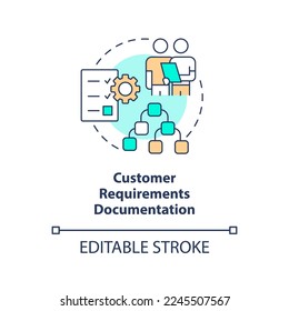 Customer requirements documentation concept icon. Project planning benefit abstract idea thin line illustration. Isolated outline drawing. Editable stroke. Arial, Myriad Pro-Bold fonts used