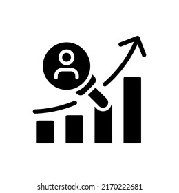 Customer Research Black Glyph Icon. Consumer Behavior Analysis. Business Strategy. Client Data. Identifying Preferences. Silhouette Symbol On White Space. Solid Pictogram. Vector Isolated Illustration