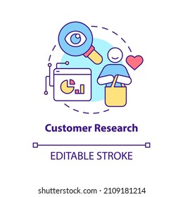 Customer research concept icon. Smart grids integration service abstract idea thin line illustration. Isolated outline drawing. Editable stroke. Roboto-Medium, Myriad Pro-Bold fonts used