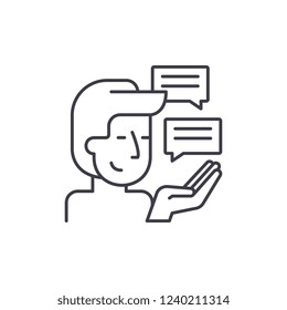Concepto de icono de línea de búsqueda de clientes. Ilustración lineal vectorial del cliente, símbolo, signo