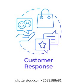Klantreactie blue gradient concept icon. Consumentenbeleving. Gebruikersfeedback, enquête. Ronde vorm lijn illustratie. Abstract idee. Grafisch ontwerp. Eenvoudig te gebruiken in infographic, artikel