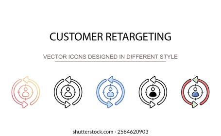 Customer Retargeting icon design with white background stock illustration