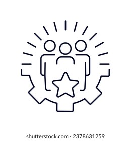  Customer Retention . Care customer, total inclusive service. Vector linear icon isolated on white background.