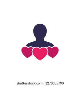 customer retention, client satisfaction icon with hearts