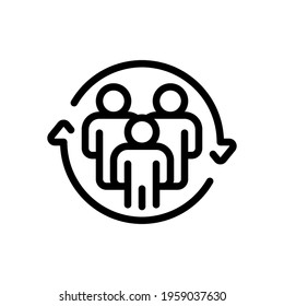 Customer retention, client support, business icon. Black icon on white background