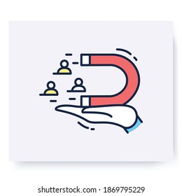 Customer retention color icon. Clients attraction. Marketing. Advertising campaign. Way of attracting customers. Isolated vector business illustration