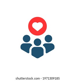 customer retention or community care icon. flat cartoon trend modern share logotype graphic simple design isolated on white. concept of excellent review symbol and collaboration or cooperation