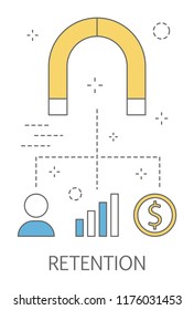 Customer retention concept. Idea of attract people and building relationship with them. Isolated abstract vector illustration