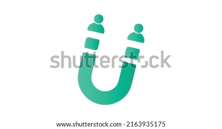 Customer retention concept vector icon with clients and magnet isolated on white background. vector illustration eps10.