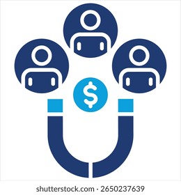 Ilustración vectorial de icono azul plana de retención Cliente