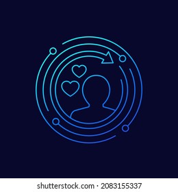 customer retention icon, client satisfaction line vector