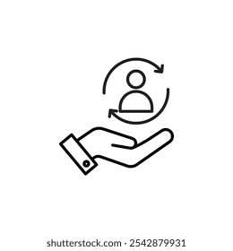 Ícone de retenção do cliente. ícones de traçado de linha e preenchido