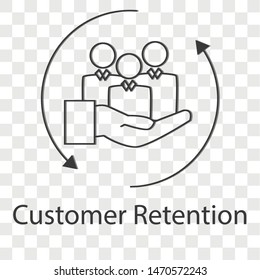 Customer retention icon on transparency background . Vector illustration.