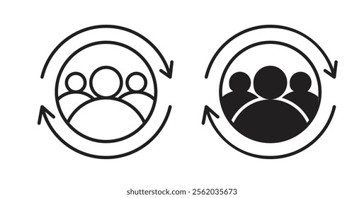 Customer retention icons in flat and line style set.