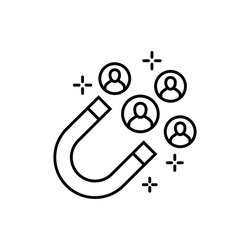 Customer Retention Line Icon With A Magnet