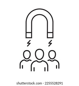 customer retention line icon with a magnet