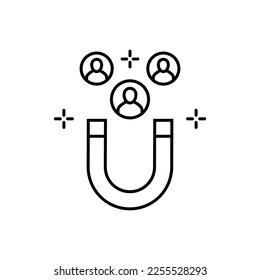 customer retention line icon with a magnet