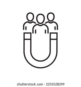 customer retention line icon with a magnet