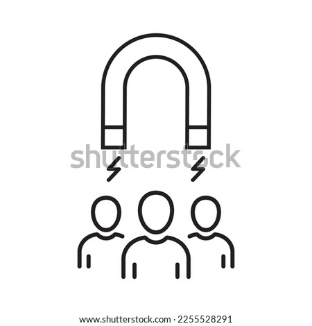 customer retention line icon with a magnet