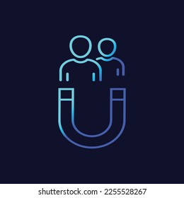 icono vectorial de línea de retención de clientes con imán