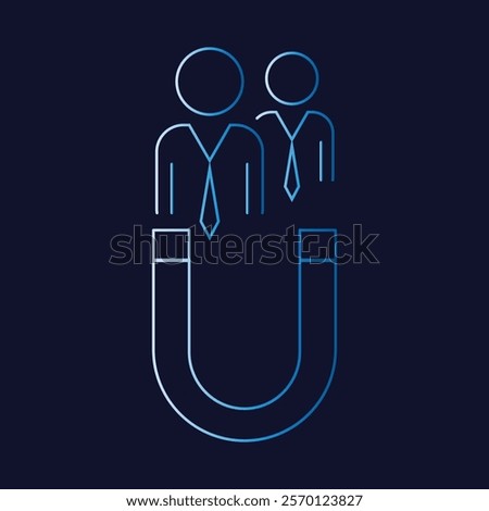 customer retention line vector icon with a magnet