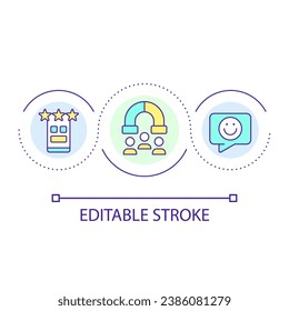 Customer retention loop concept icon. Ecommerce marketing. App usability. User experience design abstract idea thin line illustration. Isolated outline drawing. Editable stroke. Arial font used