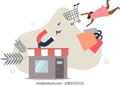 Customer retention, marketing or promotion to draw customer to return and buy more products, drive sale growth or attract new target, engagement concept.flat vector illustration.