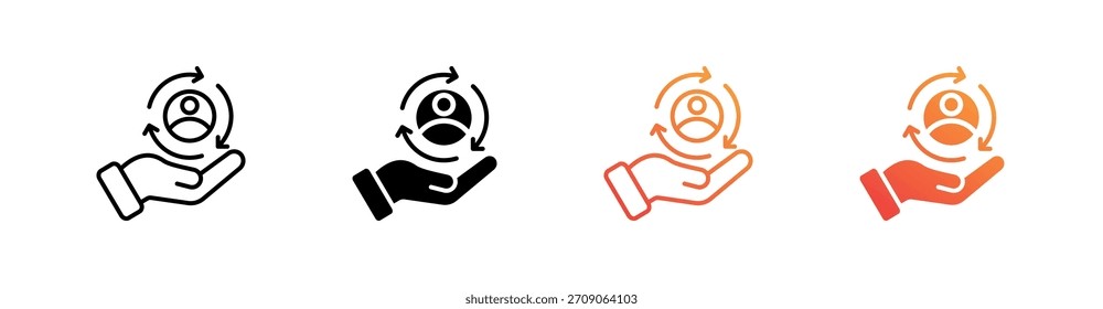 Vektorgrafik des Symbolsatzes "Mehrfachformatvorlage für Kundenbindung"