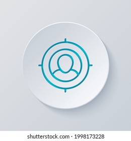 Customer retention, patient assistance, focus on service, business icon. Cut circle with gray and blue layers. Paper style