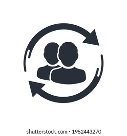 Retención y devolución del cliente. Relación con los clientes. Gestión de prácticas. Icono del vector aislado en fondo blanco.
