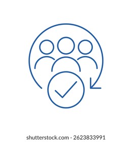 Customer retention, returning clients. Convenient, high quality service.Vector linear icon illustration isolated on white background.