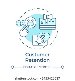 Customer retention soft blue concept icon. Client service, sales strategies. User experience. Round shape line illustration. Abstract idea. Graphic design. Easy to use in infographic, presentation