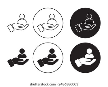 Customer retention strategy icons set, experience value, patient symbol, customer care, retention icon in different style vector design.