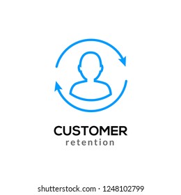 Ícone de vetor de retenção do cliente. Marketing de negócios de retorno do cliente. Atendimento ao consumidor pelo usuário.