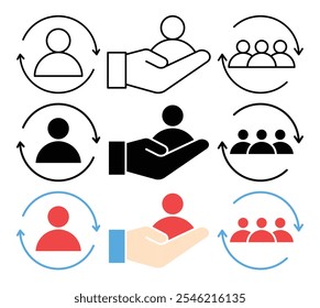 Coleção de ícones de vetor de retenção do cliente. conjunto de ilustrações de vetor.
