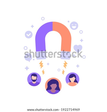 Customer retention vector illustration with magnet and people