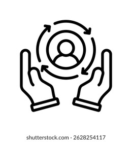 Customer Retention Vector Lineal Icon On White Background.
