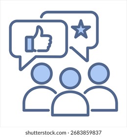 Ilustração do vetor do ícone azul da análise do cliente